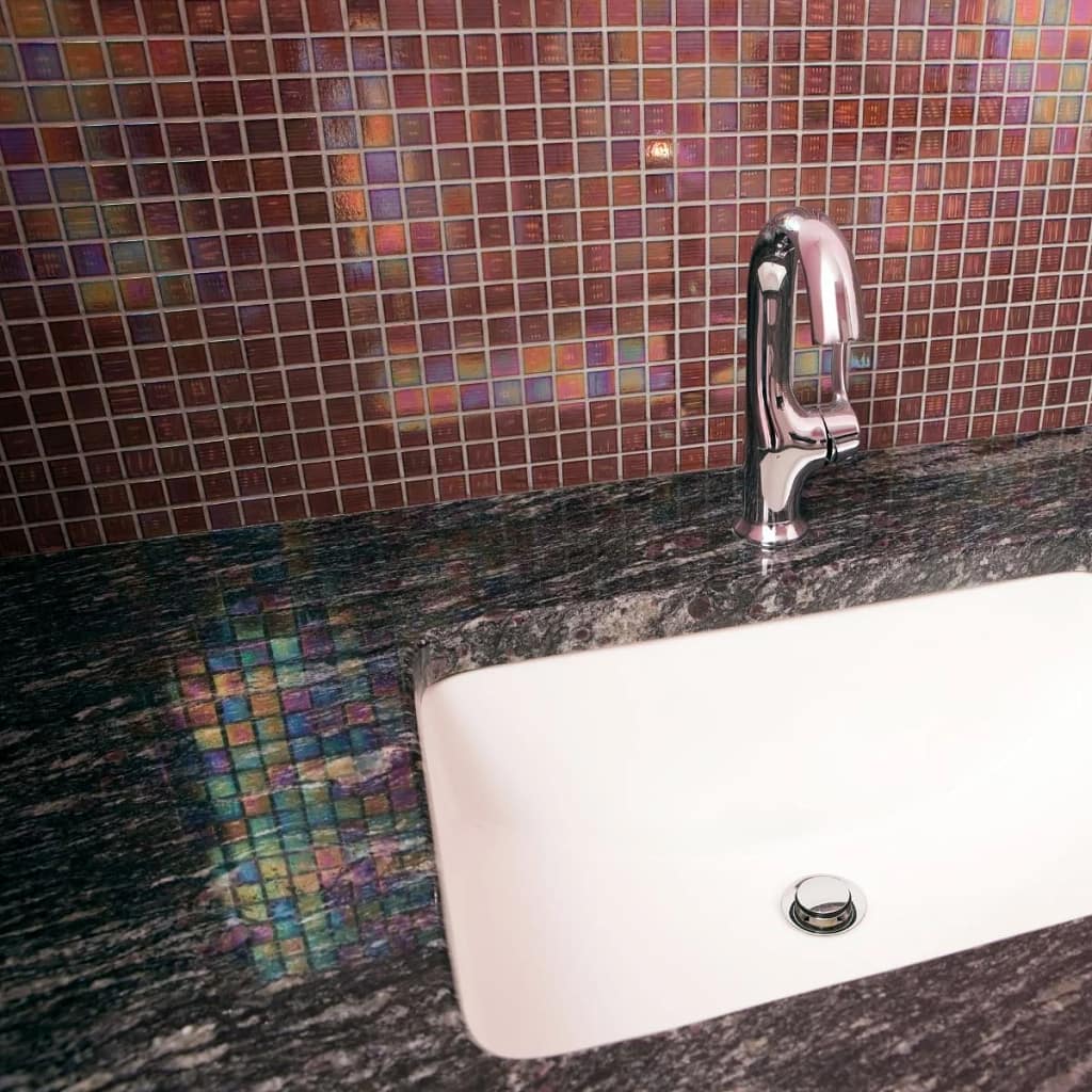 Reflective Black Granite Worktop In Bathroom