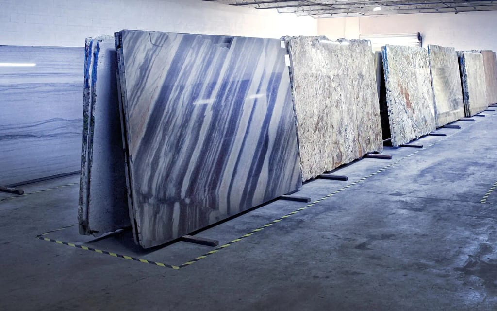 Granite Slabs In Workshop Dark