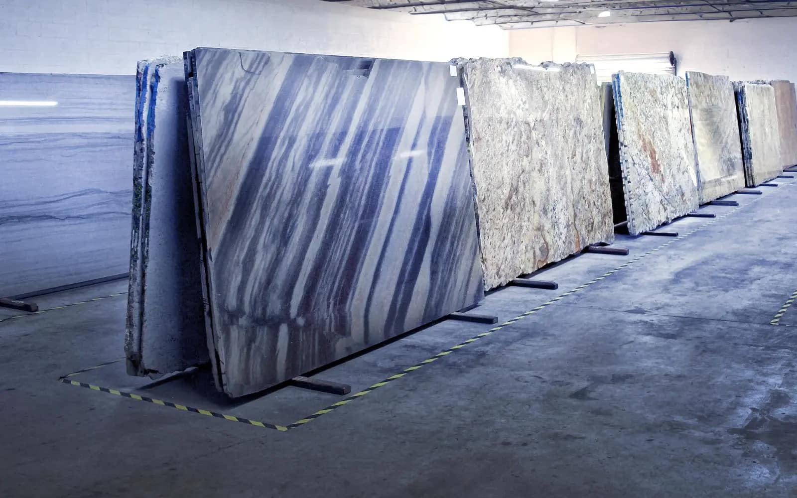 Granite Slabs In Workshop Dark